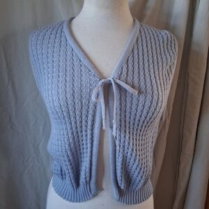 el mar california med Light blue knit vest with tie front #knitwear #vests